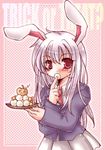  animal_ears bunny_ears dango food halloween reisen_udongein_inaba solo touhou trick_or_treat wagashi yoroi_nau 