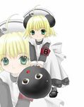  animal_ears apron armband artist_request blonde_hair di_gi_charat dress green_eyes hat mary_janes nazo_gema panda_ears piyoko shoes short_hair solo zoom_layer 