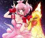  animal_ears artist_request bell bow breasts cat_ears cat_tail choker covered_nipples detached_sleeves fang gloves jingle_bell large_breasts lowres magical_girl mew_ichigo momomiya_ichigo open_mouth paw_pose pink_choker pink_eyes pink_hair puffy_detached_sleeves puffy_sleeves red_gloves short_hair solo tail tail_bell tail_bow tokyo_mew_mew 