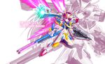  1girl artist_request gundam hair_over_one_eye mecha mecha_musume midriff photoshop_(medium) purple_eyes purple_hair robot solo v2_assault-buster_gundam v2_gundam victory_gundam zoom_layer 