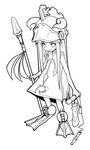  artist_request dress dual_wielding flippers greyscale holding holding_weapon linux linux-tan long_hair looking_afar monochrome os-tan polearm sidelocks simple_background smile solo spear very_long_hair weapon white_background 