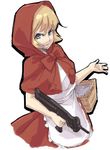 blonde_hair bulleta dress face gun hood kyo_(kuroichigo) red_dress solo vampire_(game) weapon 
