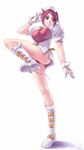  artist_request breasts full_body garnet_(rumble_fish) large_breasts leg_lift legs nurse pink_hair short_hair solo standing standing_on_one_leg the_rumble_fish zipper 