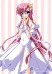  breasts cleavage dress gundam gundam_seed gundam_seed_destiny kisaraki_kanata lacus_clyne long_hair medium_breasts pink_hair see-through solo 