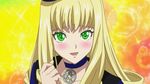  :d adilisia_lenn_mathers bangs blonde_hair choker collarbone green_eyes highres long_hair looking_at_viewer open_mouth rental_magica shaded_face smile solo upper_body vector_trace 
