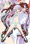  al_azif azusa_norihee cameltoe demonbane green_eyes hair_ribbon lavender_hair long_hair panties purple_hair ribbon socks solo underwear 