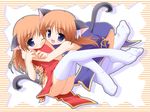  animal_ears blue_eyes cat_ears china_dress chinese_clothes copyright_request dress kagura_yuuki multiple_girls tail thighhighs wallpaper yuri 