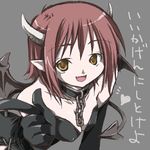  bat_wings chain collar copyright_request demon_girl elbow_gloves fang gloves hana_hotaru horns lowres oekaki pointy_ears red_hair solo succubus tail wings yellow_eyes 
