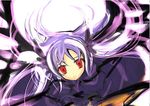  copyright_request dress floating_hair from_above gloves long_hair long_sleeves looking_at_viewer looking_up purple_dress purple_gloves purple_hair red_eyes solo very_long_hair yu_yu 