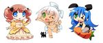  animal_ears bikini bunny_ears bunnysuit carrot character_request chibi dress izumi_konata lucky_star multiple_girls pantyhose ribbon swimsuit twintails youta 