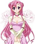  breasts cleavage code_geass dress euphemia_li_britannia kisaraki_kanata long_hair medium_breasts pink_hair solo 