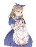  blonde_hair blood blue_eyes copyright_request cozy dress knife long_hair solo 