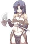  asakura_ryouko breast_press breasts elbow_gloves fan gloves half_updo large_breasts mage_(ragnarok_online) pelvic_curtain ragnarok_online solo suzumiya_haruhi_no_yuuutsu tokyo_(great_akuta) 