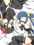  alternate_color artist_request blue_hair dizzy dual_persona guilty_gear lowres lying multiple_girls on_back on_side palette_swap red_eyes sleeping thighhighs 