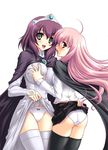  abu ahoge ass breast_grab breasts grabbing henrietta_de_tristain large_breasts long_hair looking_at_viewer louise_francoise_le_blanc_de_la_valliere multiple_girls panties pantyshot pink_hair purple_hair skirt skirt_lift thighhighs tiara underwear very_long_hair yuri zero_no_tsukaima 