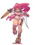  absurdres asymmetrical_clothes boots breasts brown_eyes curvy dagger gloves highres hips huge_breasts large_breasts long_hair original red_hair ryoji_(nomura_ryouji) single_thighhigh solo sword thighhighs weapon 