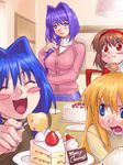  baozi blue_eyes blush blush_stickers cake closed_eyes eating english food fruit hair_intakes hat kanon merry_christmas minase_akiko minase_nayuki multiple_girls oekaki open_mouth pastry plate red_eyes santa_hat sawatari_makoto slice_of_cake snowman strawberry strawberry_shortcake taiyaki tsukimiya_ayu wagashi zen 