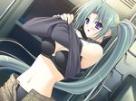  blush bra game_cg green_hair lingerie panties pantyshot ponytail solo soul_link suzuhira_hiro underwear undressing yuu_yamanami 