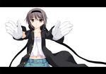  gakuran gloves iwasaki_takashi nagato_yuki school_uniform short_hair solo suzumiya_haruhi_no_yuuutsu white_gloves 