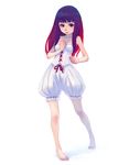  barefoot bloomers copyright_request corset long_hair simple_background solo underwear weno white_bloomers 