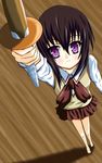  artist_request bamboo_blade kawazoe_tamaki purple_eyes school_uniform shinai short_hair solo sword weapon 
