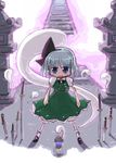  blue_eyes chibi hitodama katana konpaku_youmu konpaku_youmu_(ghost) lantern silver_hair solo stairs standing stone_lantern sword tao_(kadoya) touhou weapon 