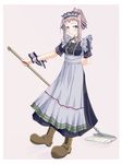  apron copyright_request green_eyes iwasaki_takashi maid mop solo 