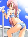  artist_request ass bikini day hairband hayate_no_gotoku! katsura_hinagiku long_hair pink_hair solo striped striped_bikini swimsuit yellow_eyes 