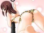  animal_print ass back bent_over bikini club cosplay feet hoshino_yuumi kanabou keito kimi_kiss long_hair looking_back oni solo swimsuit tiger_print weapon 