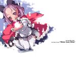  blue_eyes blue_hair cape garter_belt hair_ribbon najimi_shin ribbon shirayuki_(sister_princess) sister_princess snow solo thighhighs wallpaper 