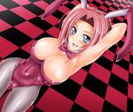  animal_ears armpits blue_eyes bow bowtie breasts bunny_ears bunnysuit cleavage code_geass huge_breasts kallen_stadtfeld kizaki_yuuri leotard pantyhose pink_leotard red_hair solo 