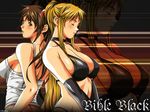  bare_shoulders bible_black blonde_hair blush breasts brown_hair camisole cleavage closed_eyes elbow_gloves gloves green_eyes imari_kurumi large_breasts multiple_girls ponytail saeki_kaori sei_shoujo wallpaper zoom_layer 