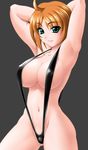  1girl breasts female simple_background sling_bikini solo swimsuit yn_red 