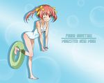  blush brown_eyes innertube mahou_sensei_negima mahou_sensei_negima! narutaki_fuuka red_hair swimsuit twintails wallpaper wink 