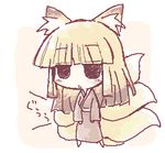  animal_ears copyright_request fox_ears fox_tail ikkyuu japanese_clothes lowres multiple_tails oekaki solo tail 
