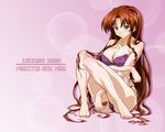  bikini blue_eyes blush breasts brown_hair cellphone cleavage long_hair mahou_sensei_negima mahou_sensei_negima! naba_chizuru ookaji_hiroyuki phone side-tie_bikini swimsuit wallpaper 