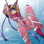  bdsm bodysuit bondage bound highres kakkii kaminari_ai pink_bodysuit ribbon solo time_bokan_(series) yatterman 