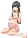  bad_feet barefoot black_hair bra breasts futami_eriko kimi_kiss lactation lingerie long_hair myu-po nipples pregnant small_breasts solo underwear 