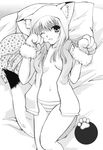  animal_ears fox_tail greyscale highres kanokon minamoto_chizuru monochrome non-web_source open_clothes open_shirt panties paws shirt solo striped striped_panties tail underwear yamaki_rin 