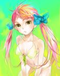  bikini copyright_request hair_ribbon k_ototo pink_hair ribbon solo swimsuit twintails yellow_eyes 