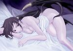  bed bed_sheet curvy demon_girl kawagishi_keitarou original solo tail wings 