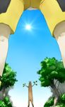 gen_2_pokemon gold_(pokemon) multiple_boys pokemon pokemon_(creature) pokemon_(game) saitou_yuu shorts sudowoodo sun tree 