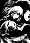  greyscale hetza_(hellshock) katana konpaku_youmu monochrome parody solo sword touhou traditional_media weapon 