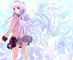  angel_beats! bad_id bad_pixiv_id blazer feathers jacket long_hair looking_back saotome_mirai school_uniform skirt solo tenshi_(angel_beats!) white_hair wings yellow_eyes 