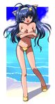  animal_ears bikini cat_ears clothed clothing covering covering_self female skimpy solo swimsuit topless 