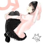  animal_ears bad_id bad_pixiv_id black_hair brown_eyes bunny_ears fake_animal_ears frills hood long_hair male_focus mars_symbol moyashimon oryzae-tan otoko_no_ko pantyhose saikawa_yusa skirt solo yuuki_kei 