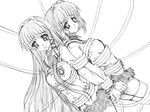  artist_request bdsm bondage bound clannad fujibayashi_kyou fujibayashi_ryou greyscale lowres monochrome multiple_girls siblings sisters twins 