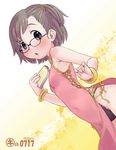  black_eyes blush book bracelet china_dress chinese_clothes copyright_request dress flat_chest glasses jewelry kei_jiei laces one_side_up panties short_hair silver_hair solo underwear 