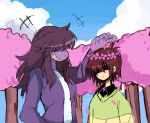  2019 anthro blush clothed clothing deltarune digital_media_(artwork) duo female hair human kasodelta kris_(deltarune) male mammal reptile scalie simple_background susie_(deltarune) video_games 