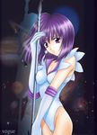  bishoujo_senshi_sailor_moon breasts female gloves leotard purple_hair sailor_saturn solo space staff tomoe_hotaru 